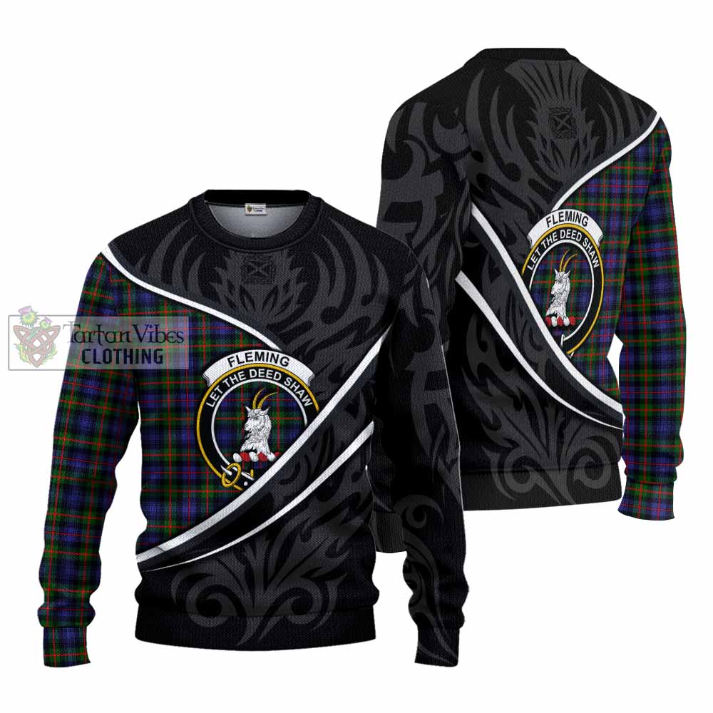 Fleming Tartan Family Crest Knitted Sweater Celtic Scottish Thistle Floral - Tartan Vibes Clothing