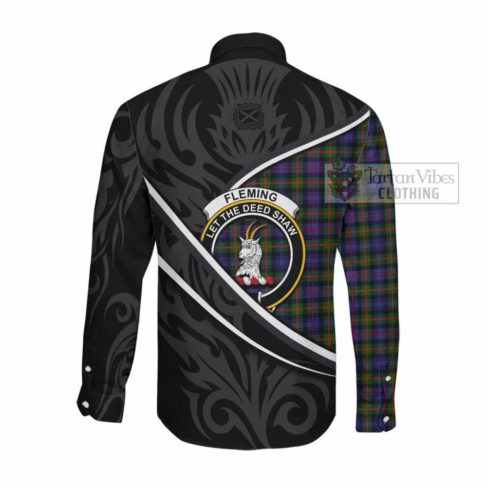 Fleming Tartan Family Crest Long Sleeve Button Shirts Celtic Scottish Thistle Floral - Tartan Vibes Clothing