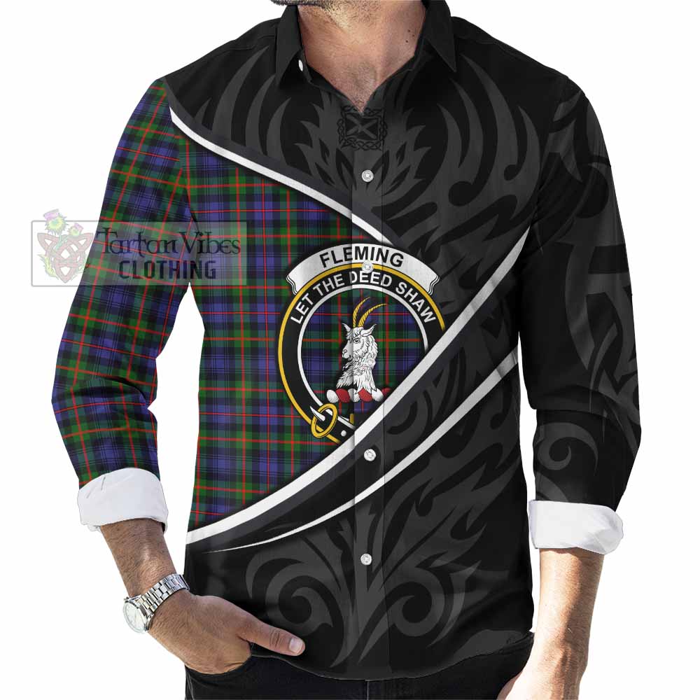 Fleming Tartan Family Crest Long Sleeve Button Shirts Celtic Scottish Thistle Floral - Tartan Vibes Clothing