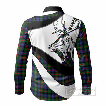 Fleming Tartan Family Crest Long Sleeve Button Shirts Scottish Red Deer Curves Style