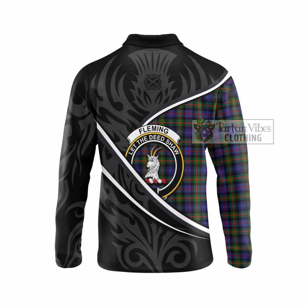 Fleming Tartan Family Crest Long Sleeve Polo Shirt Celtic Scottish Thistle Floral - Tartan Vibes Clothing