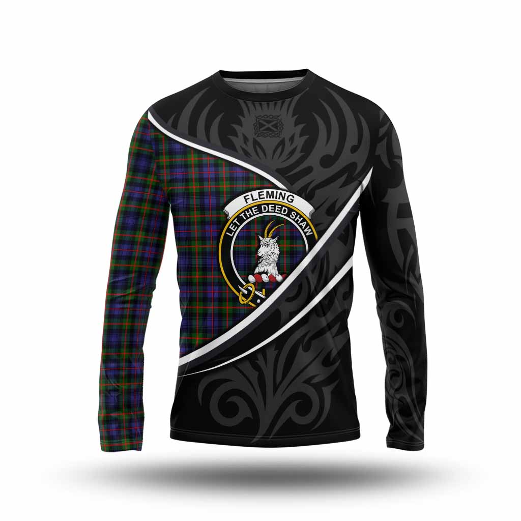 Fleming Tartan Family Crest Long Sleeve T-Shirt Celtic Scottish Thistle Floral - Tartan Vibes Clothing