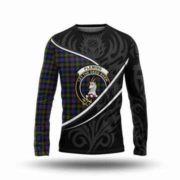 Fleming Tartan Family Crest Long Sleeve T-Shirt Celtic Scottish Thistle Floral - Tartan Vibes Clothing