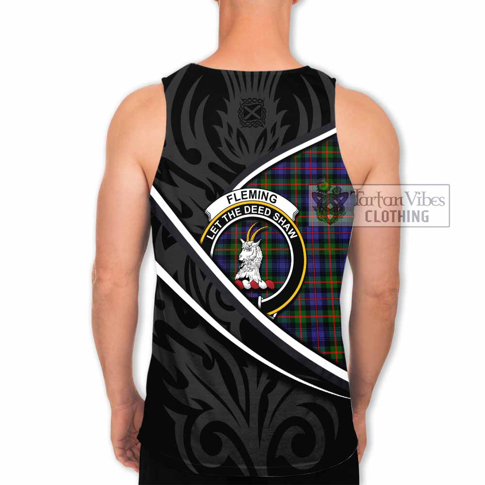 Fleming Tartan Family Crest Men Tank Top Celtic Scottish Thistle Floral - Tartan Vibes Clothing