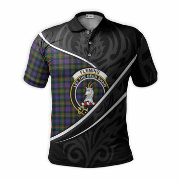 Fleming Tartan Family Crest Polo Shirt Celtic Scottish Thistle Floral