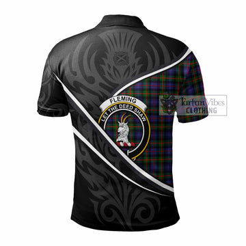Fleming Tartan Family Crest Polo Shirt Celtic Scottish Thistle Floral
