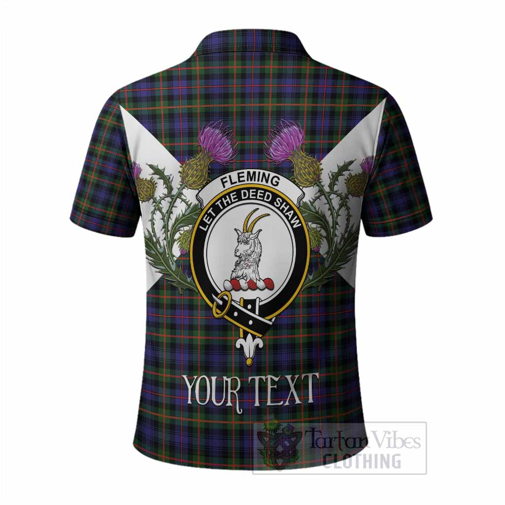 Fleming Tartan Family Crest Polo Shirt Scottish Burns Night Thistle Floral