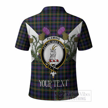 Fleming Tartan Family Crest Polo Shirt Scottish Burns Night Thistle Floral