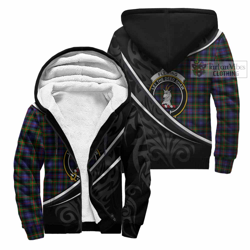 Fleming Tartan Family Crest Sherpa Hoodie Celtic Scottish Thistle Floral - Tartan Vibes Clothing
