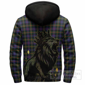 Fleming Tartan Family Crest Sherpa Hoodie Crowned Lion Roaring