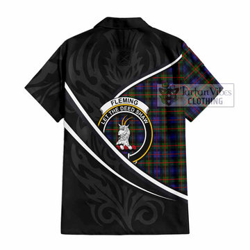 Fleming Tartan Family Crest Hawaiian Shirt Celtic Scottish Thistle Floral