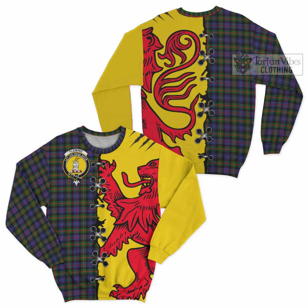 Fleming Tartan Family Crest Sweatshirt Lion Rampant Honor - Tartan Vibes Clothing
