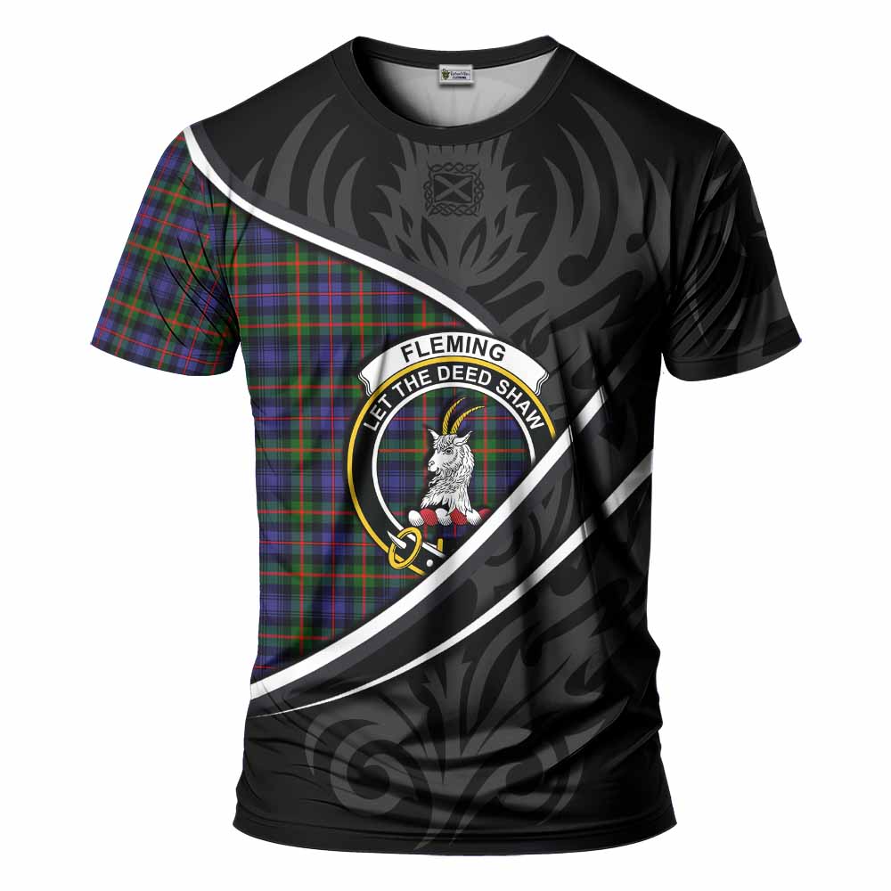 Fleming Tartan Family Crest T-shirt Celtic Scottish Thistle Floral - Tartan Vibes Clothing