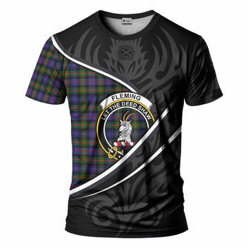 Fleming Tartan Family Crest T-shirt Celtic Scottish Thistle Floral - Tartan Vibes Clothing