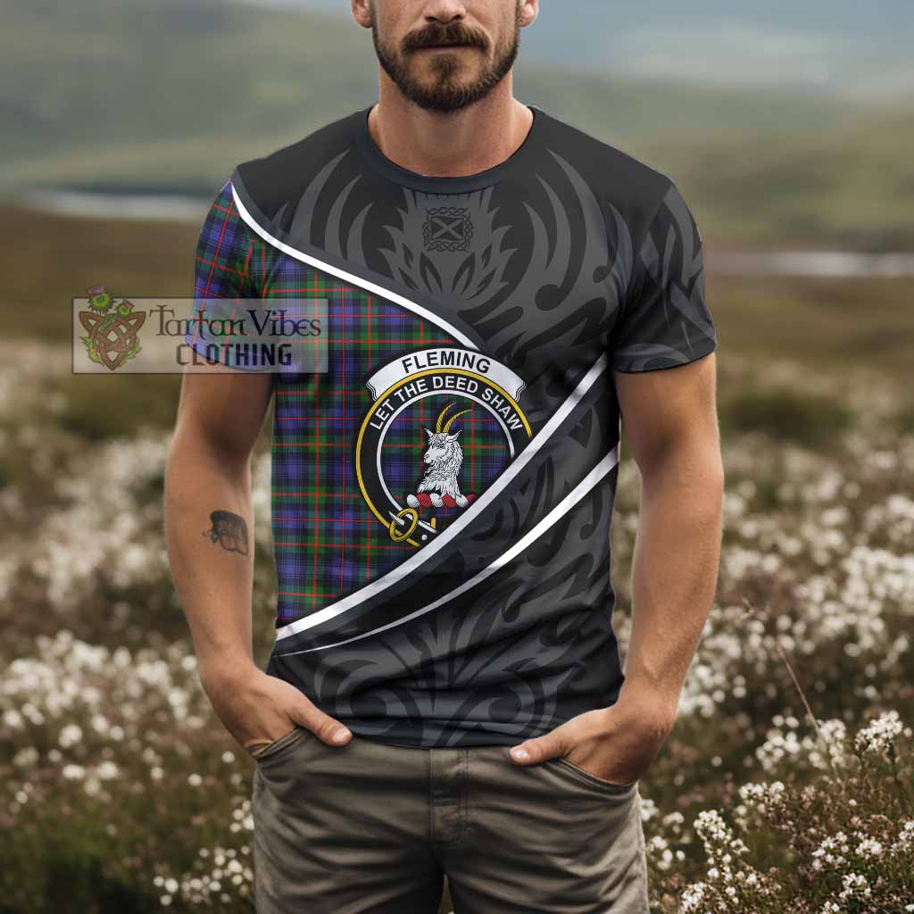 Fleming Tartan Family Crest T-shirt Celtic Scottish Thistle Floral - Tartan Vibes Clothing