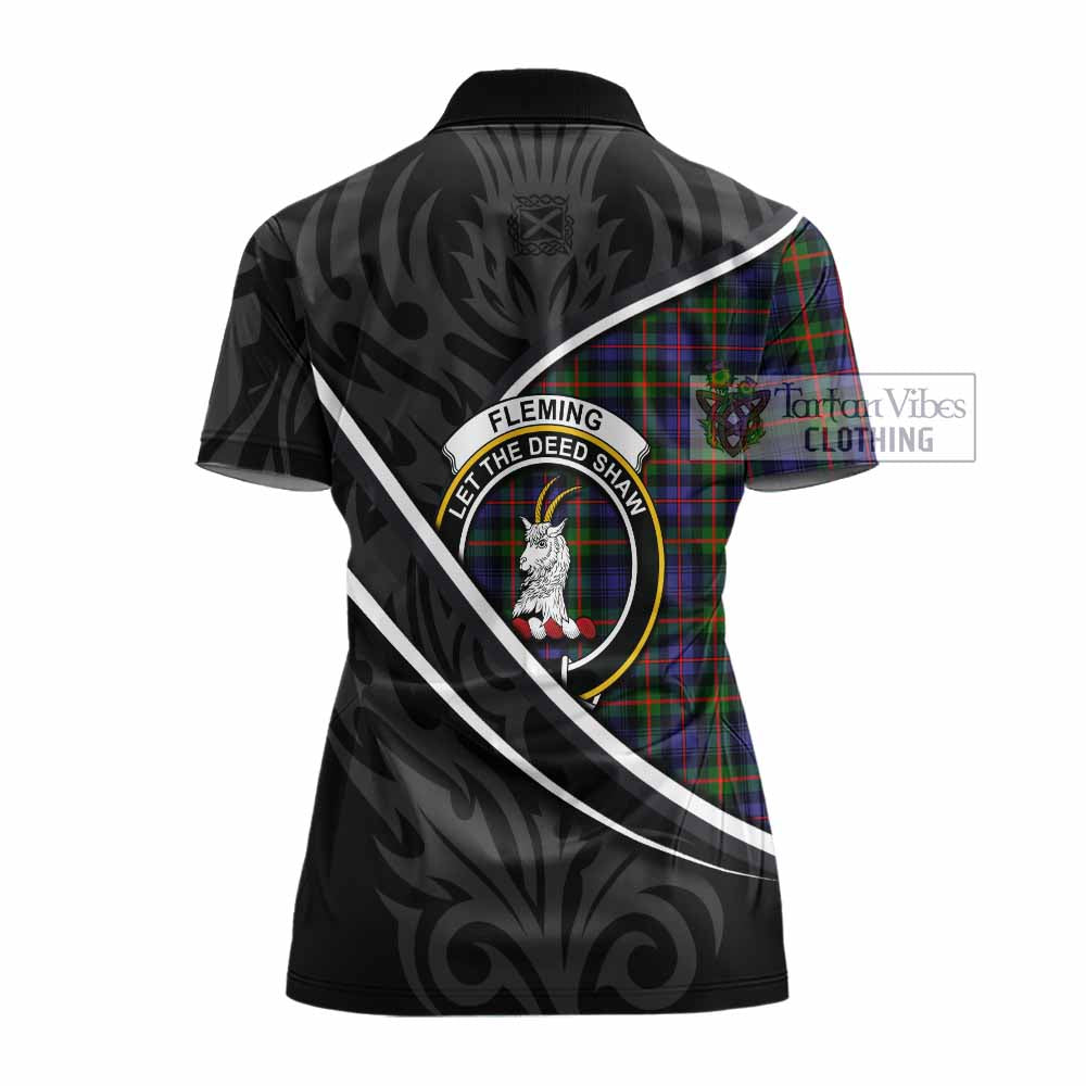 Fleming Tartan Family Crest Women's Polo Shirt Celtic Scottish Thistle Floral - Tartan Vibes Clothing
