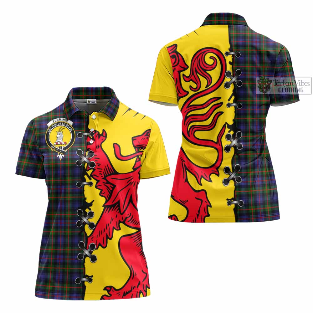 Fleming Tartan Family Crest Women's Polo Shirt Lion Rampant Honor - Tartan Vibes Clothing