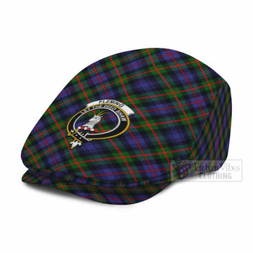 Fleming Tartan Flat Cap, Jeff Cap Cross Style with Family Crest