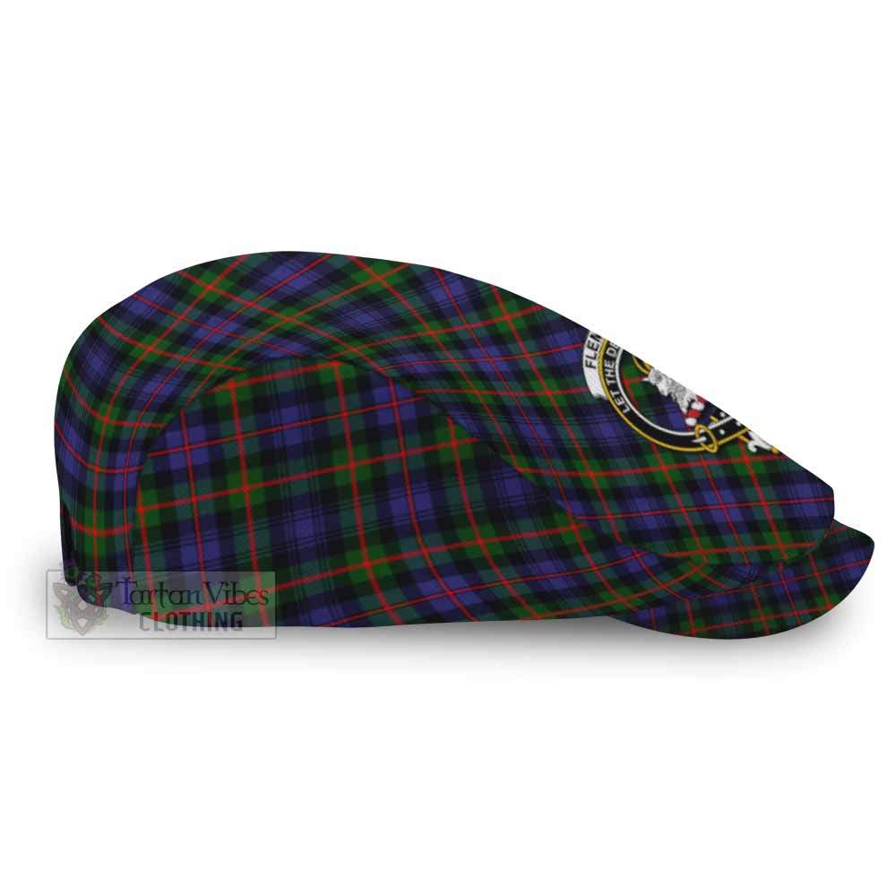 Fleming Tartan Flat Cap, Jeff Cap Cross Style with Family Crest - Tartan Vibes Clothing