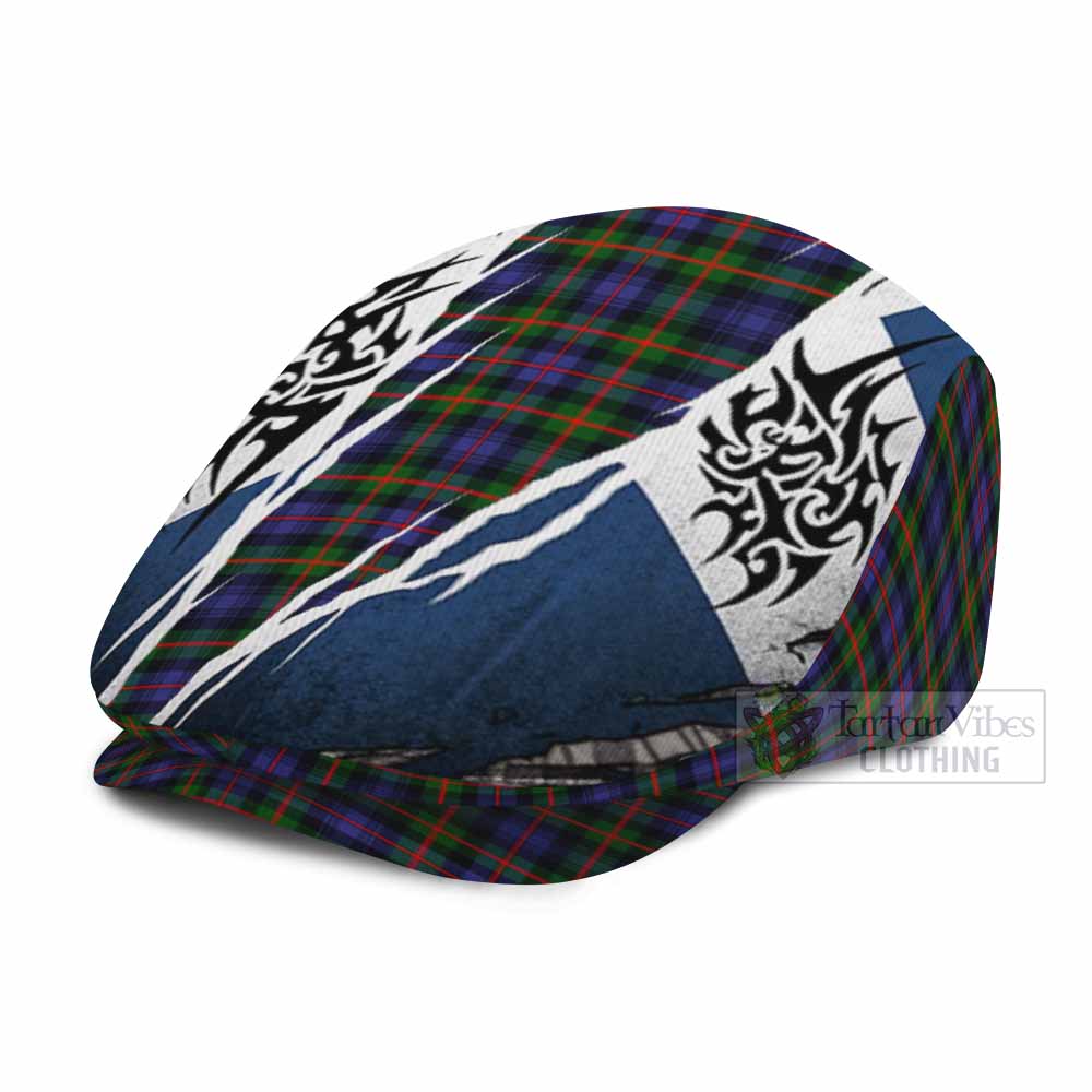 Fleming Tartan Flat Cap, Jeff Cap Scotland Flag Ripped Tribal Design