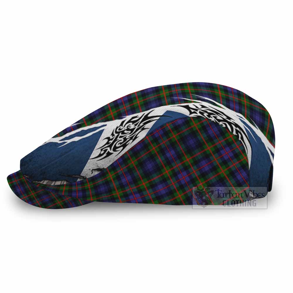 Fleming Tartan Flat Cap, Jeff Cap Scotland Flag Ripped Tribal Design