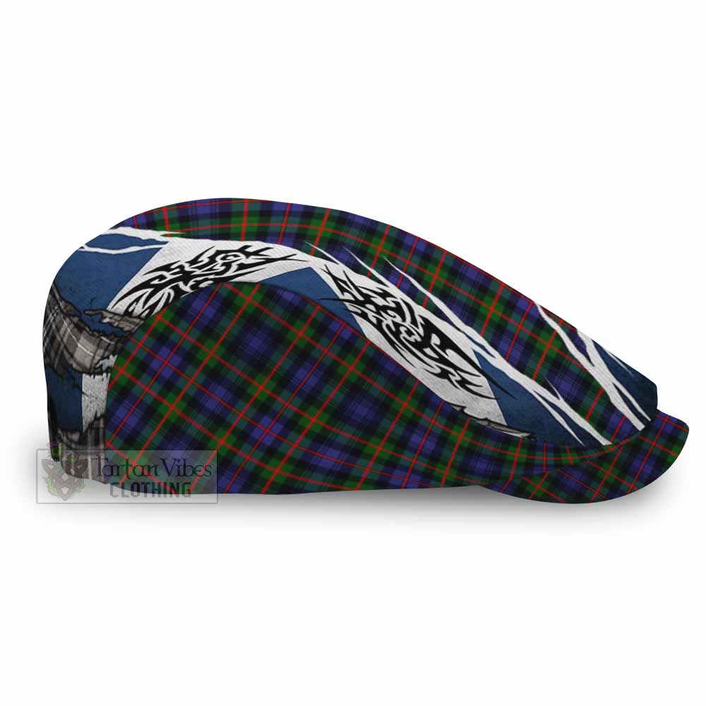 Fleming Tartan Flat Cap, Jeff Cap Scotland Flag Ripped Tribal Design
