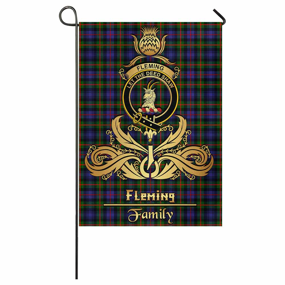 Fleming Tartan Garden Flag with Highland Thistle Cherish Family Crest Style - Tartan Vibes Clothing