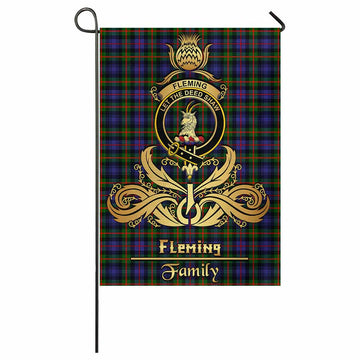 Fleming Tartan Garden Flag with Highland Thistle Cherish Family Crest Style