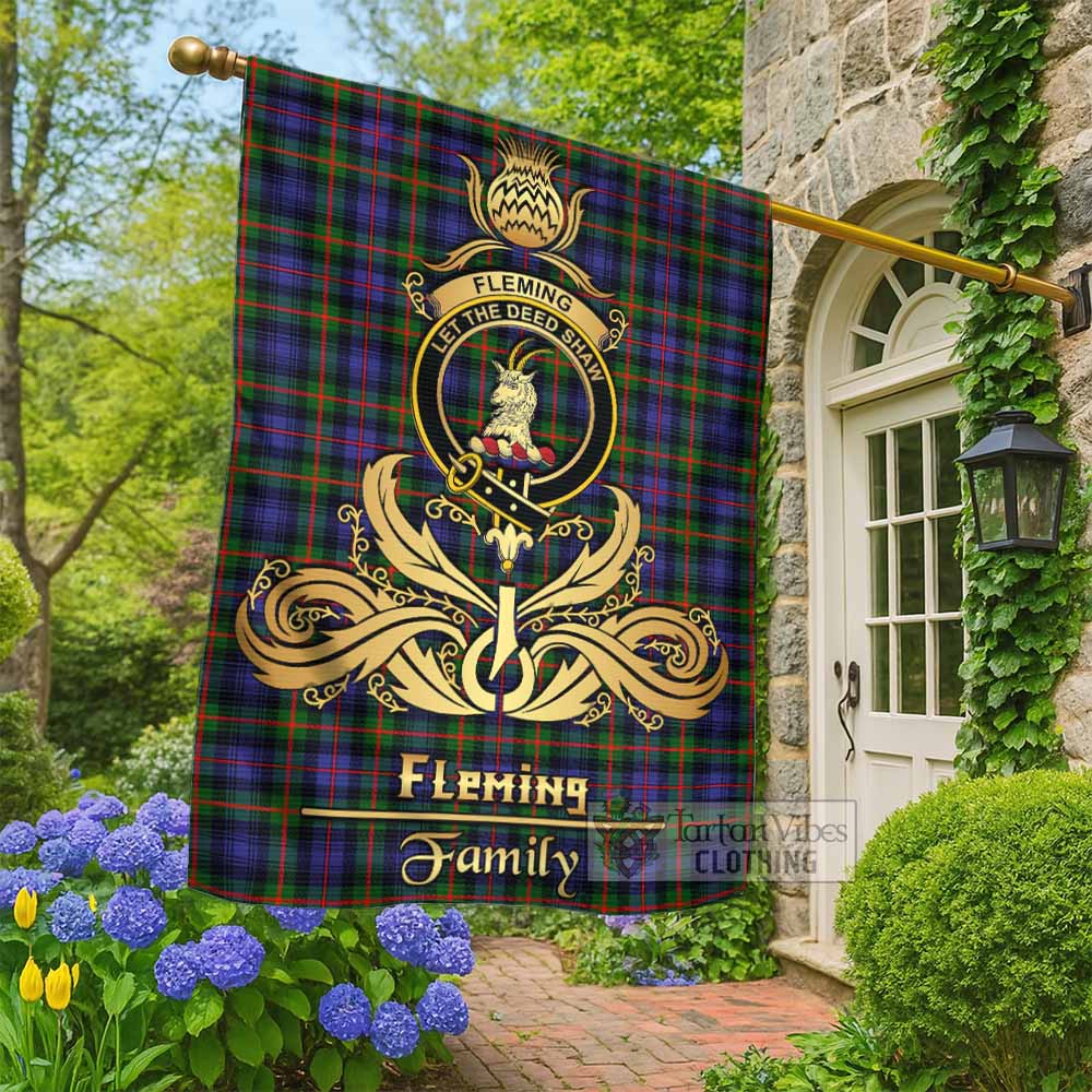 Fleming Tartan Garden Flag with Highland Thistle Cherish Family Crest Style - Tartan Vibes Clothing