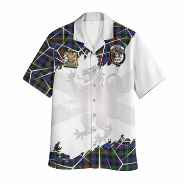 Fleming Tartan Hawaiian Shirt with Family Crest and Lion Rampant Grunge Style