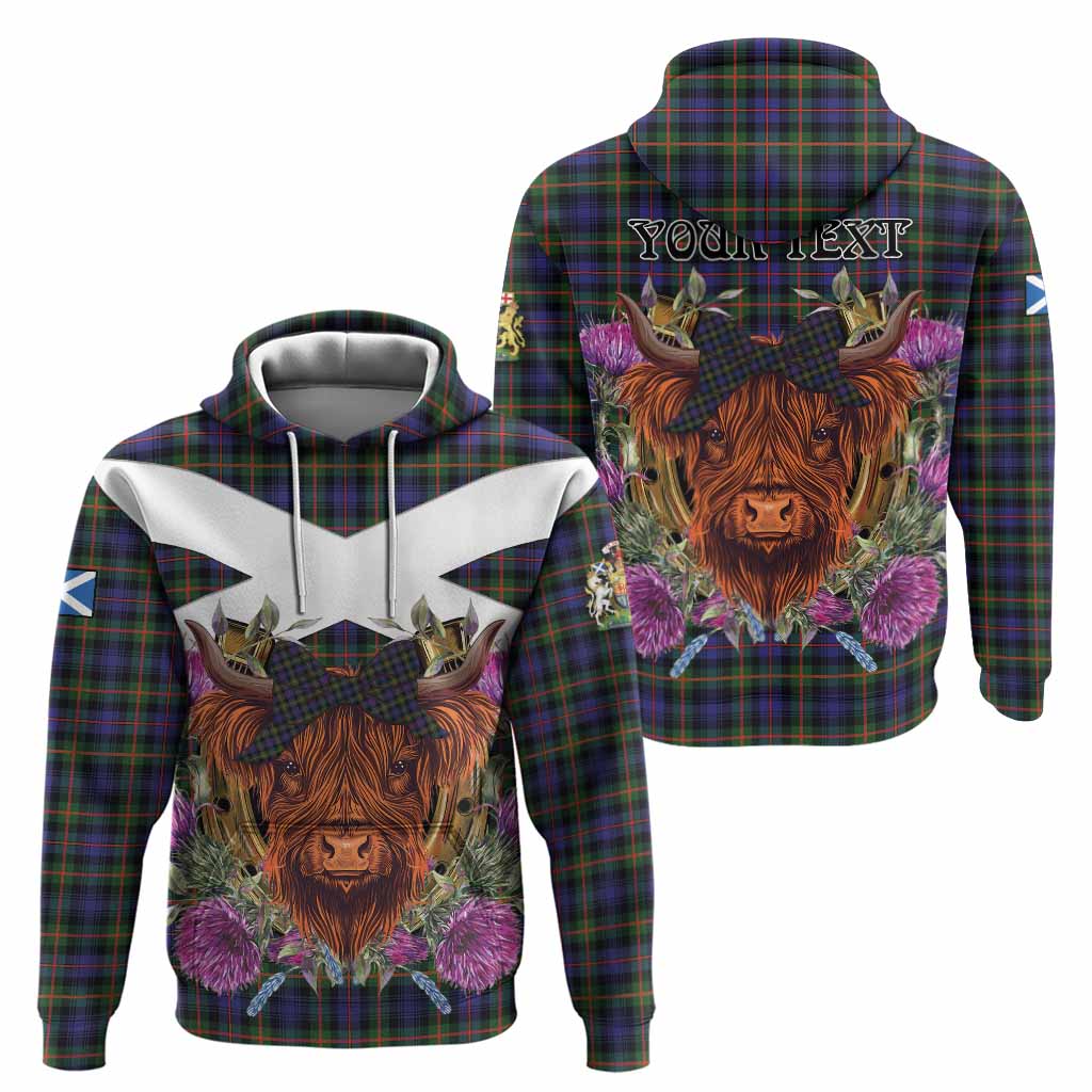 Fleming Tartan Hoodie Scottish Thistle Heilan Coo