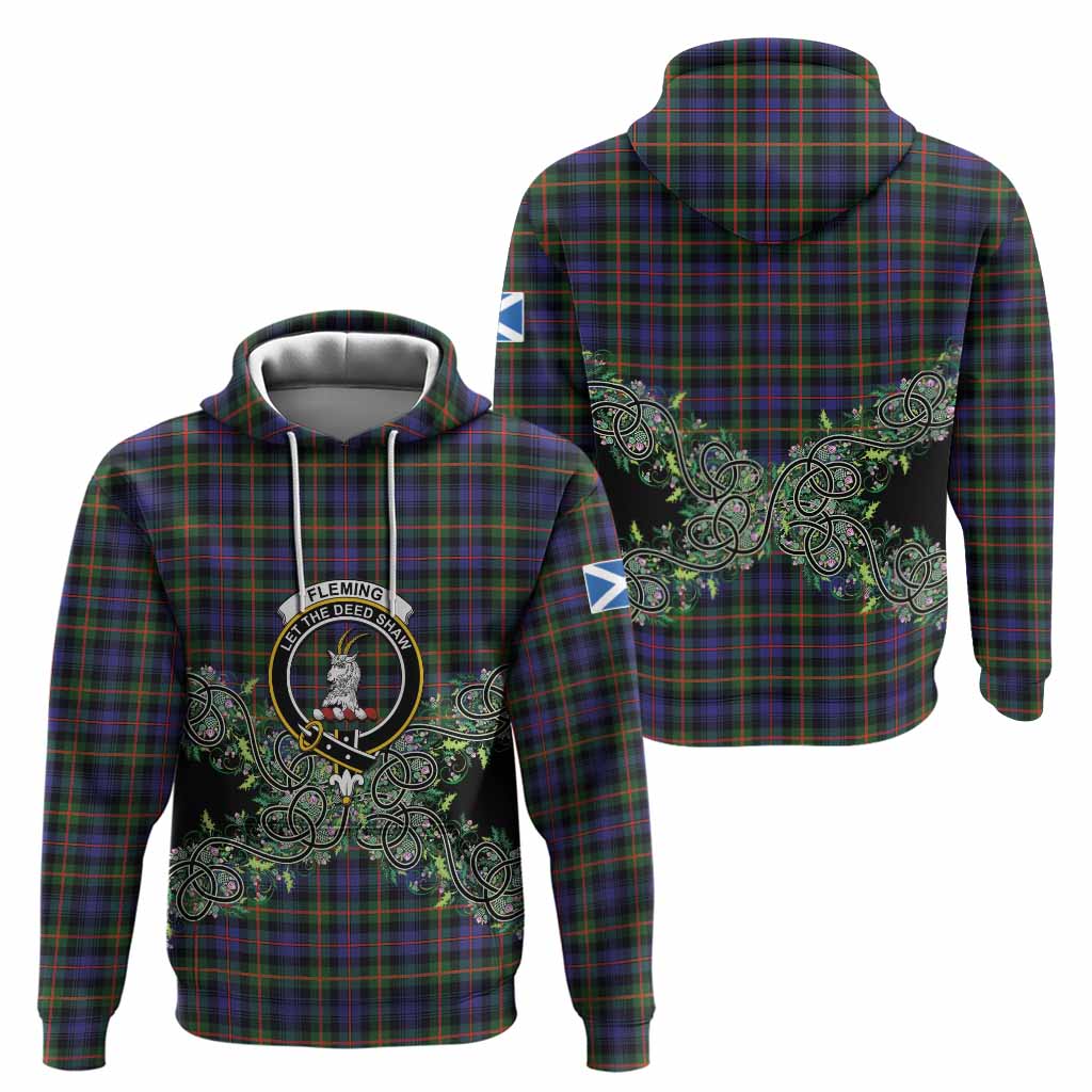 Fleming Tartan Hoodie Thistle Scottish Spirit