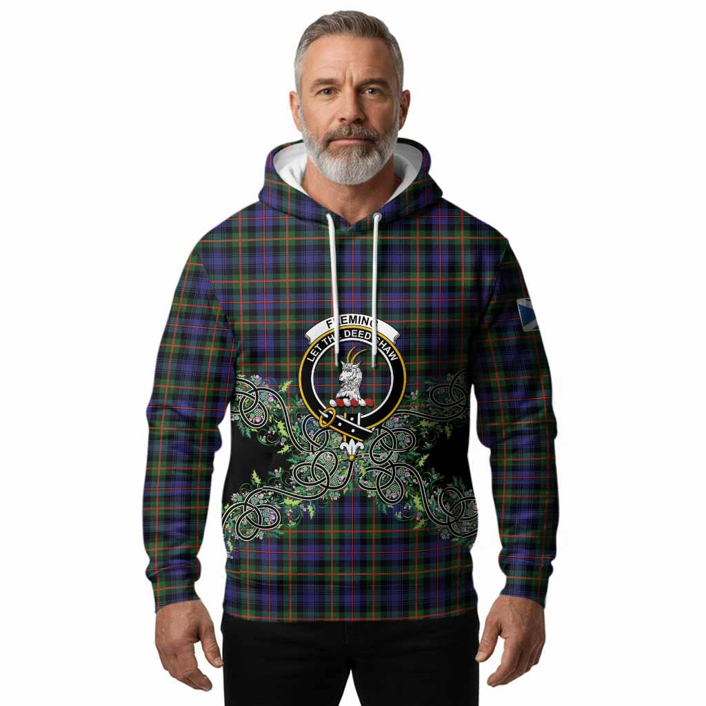 Fleming Tartan Hoodie Thistle Scottish Spirit