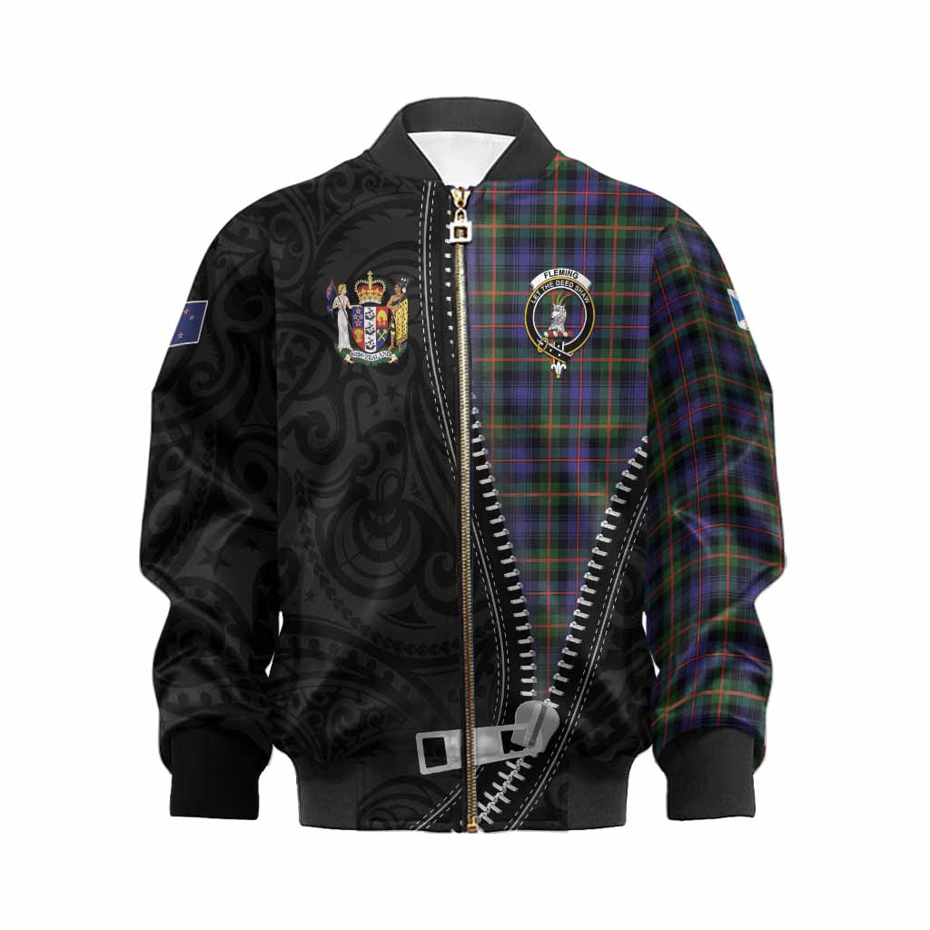 Fleming Tartan Kid Bomber Jacket New Zealand Pattern Unique Zipper Stylized