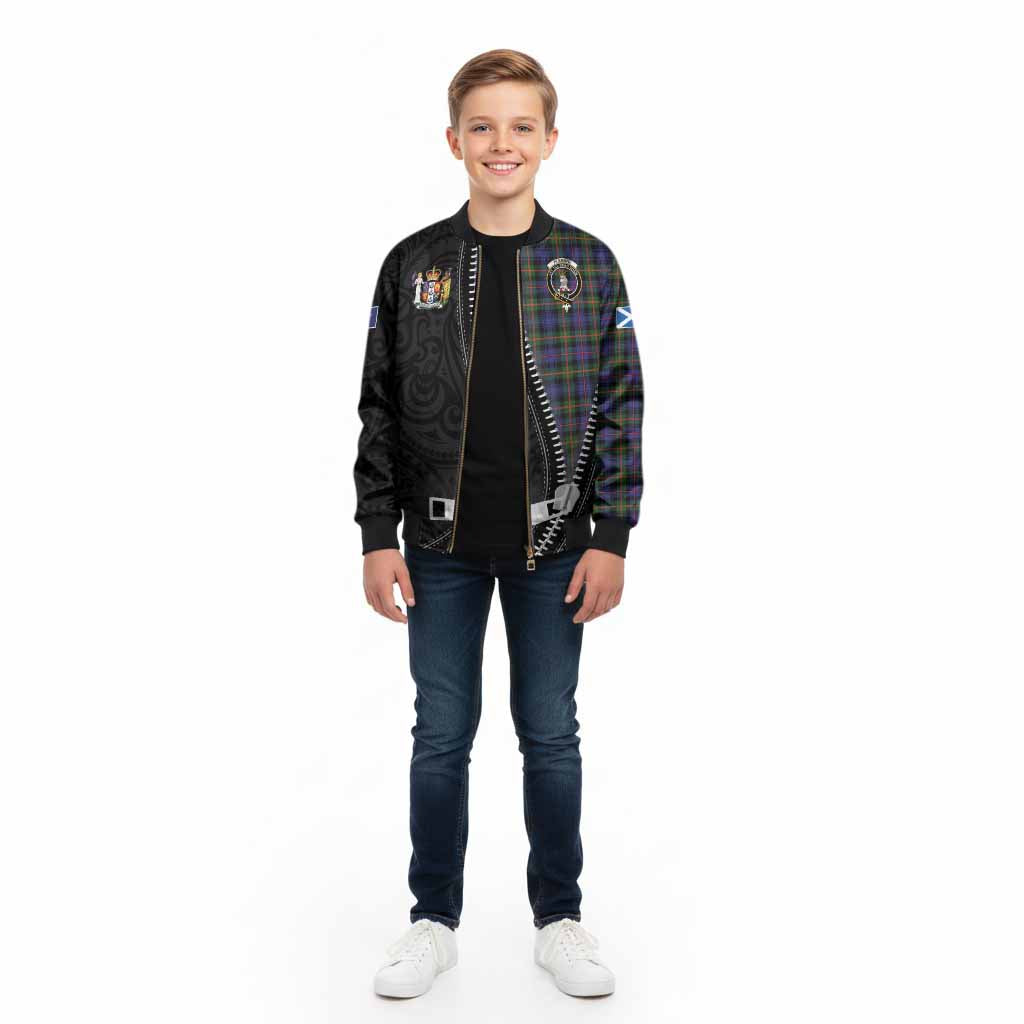 Fleming Tartan Kid Bomber Jacket New Zealand Pattern Unique Zipper Stylized