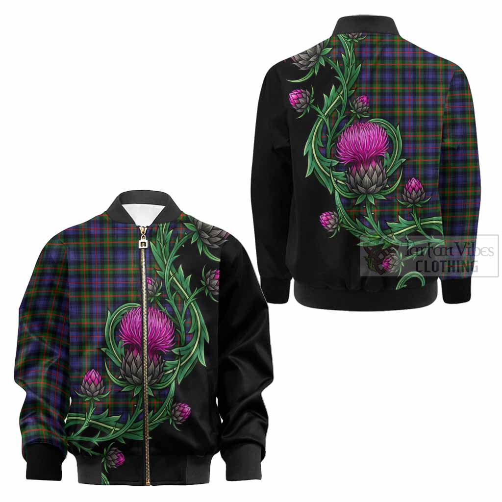 Fleming Tartan Kid Bomber Jacket Resilient Scottish Thistle - Tartan Vibes Clothing