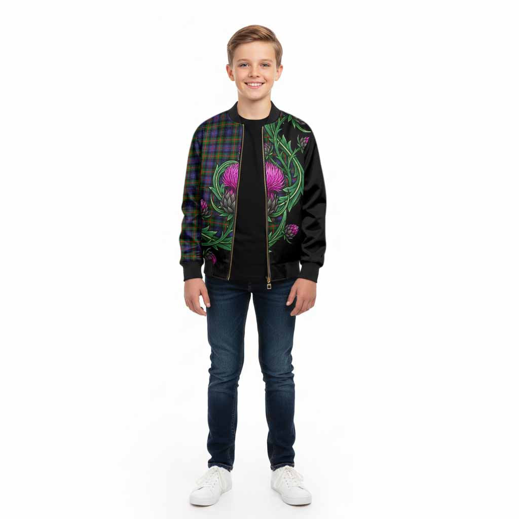 Fleming Tartan Kid Bomber Jacket Resilient Scottish Thistle - Tartan Vibes Clothing
