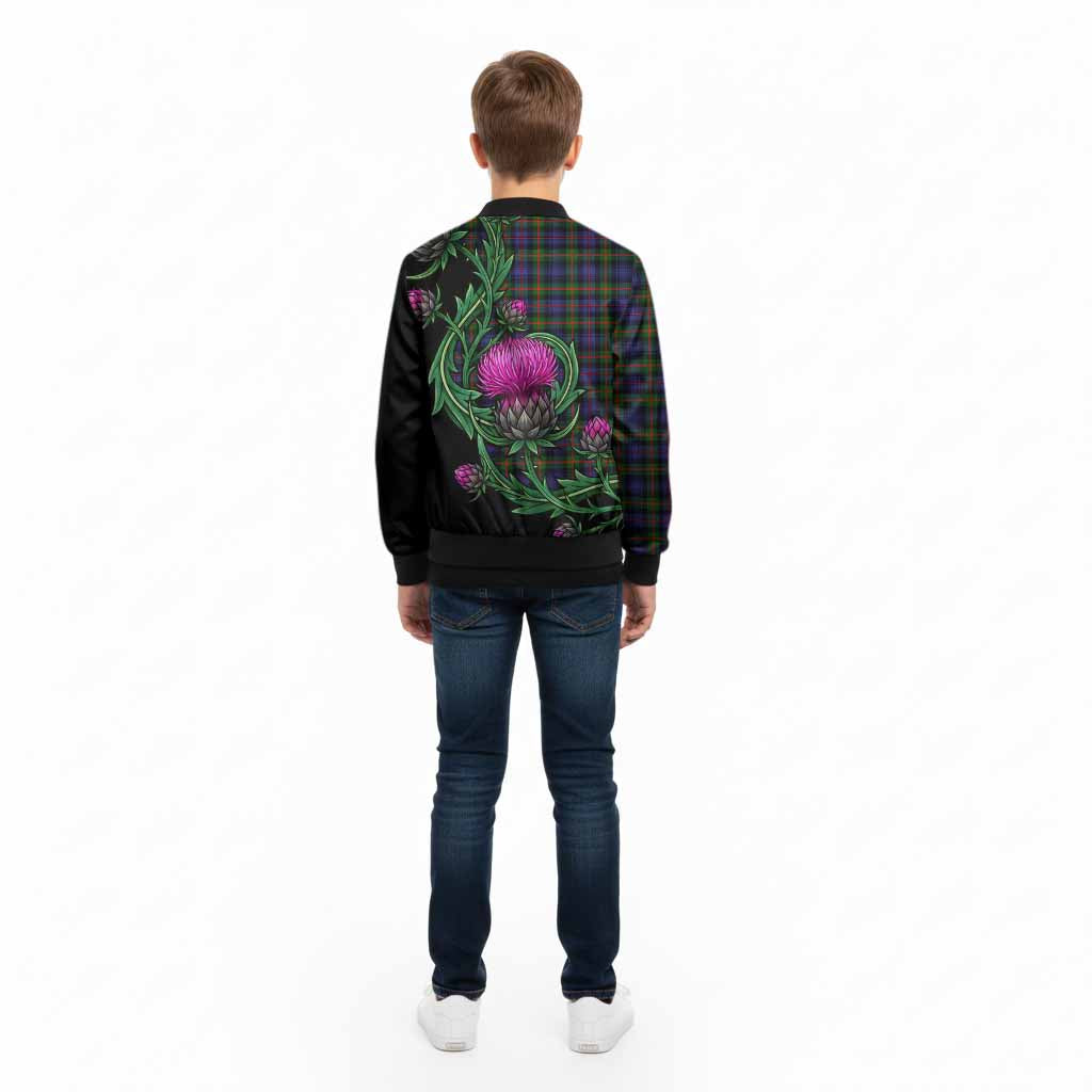 Fleming Tartan Kid Bomber Jacket Resilient Scottish Thistle - Tartan Vibes Clothing
