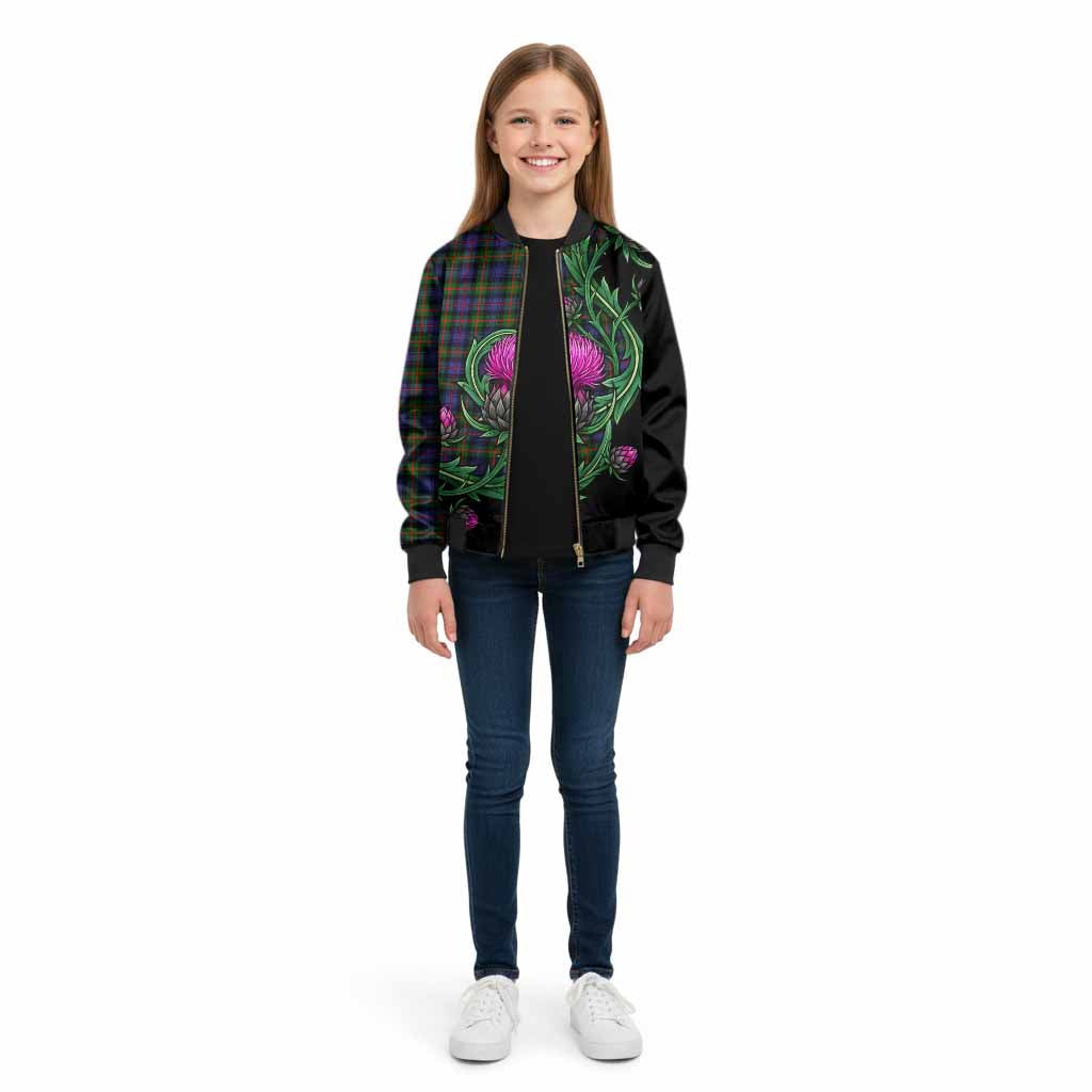Fleming Tartan Kid Bomber Jacket Resilient Scottish Thistle - Tartan Vibes Clothing