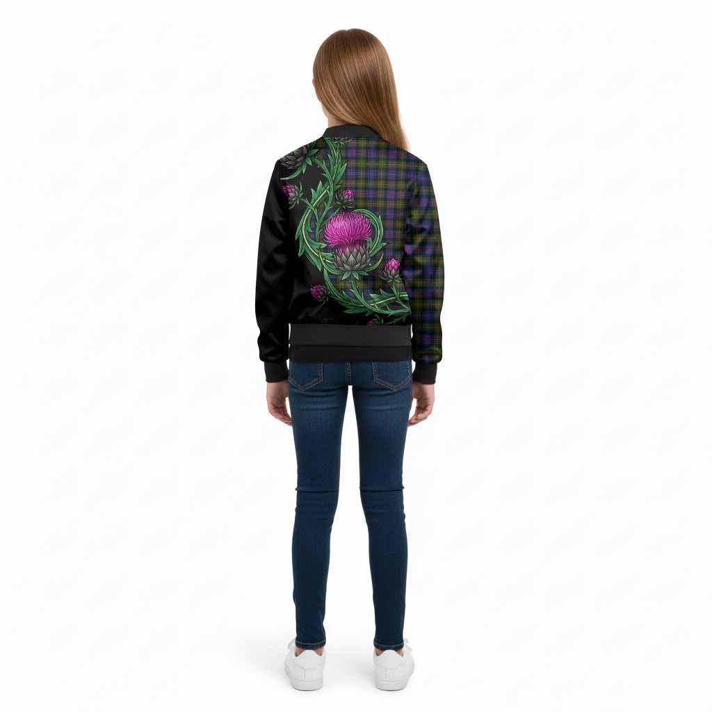 Fleming Tartan Kid Bomber Jacket Resilient Scottish Thistle - Tartan Vibes Clothing