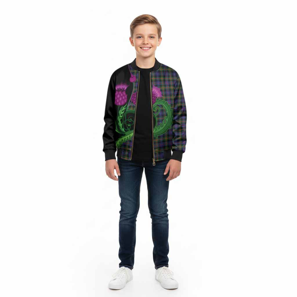 Fleming Tartan Kid Bomber Jacket Traditional Scottish Thistle