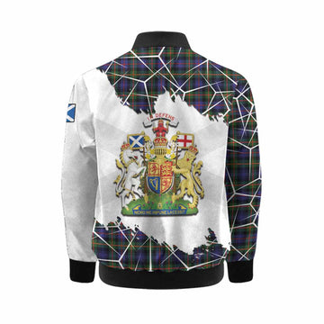 Fleming Tartan Kid Bomber Jacket with Family Crest and Lion Rampant Grunge Style