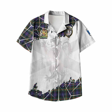 Fleming Tartan Kid Hawaiian Shirt with Family Crest and Lion Rampant Grunge Style