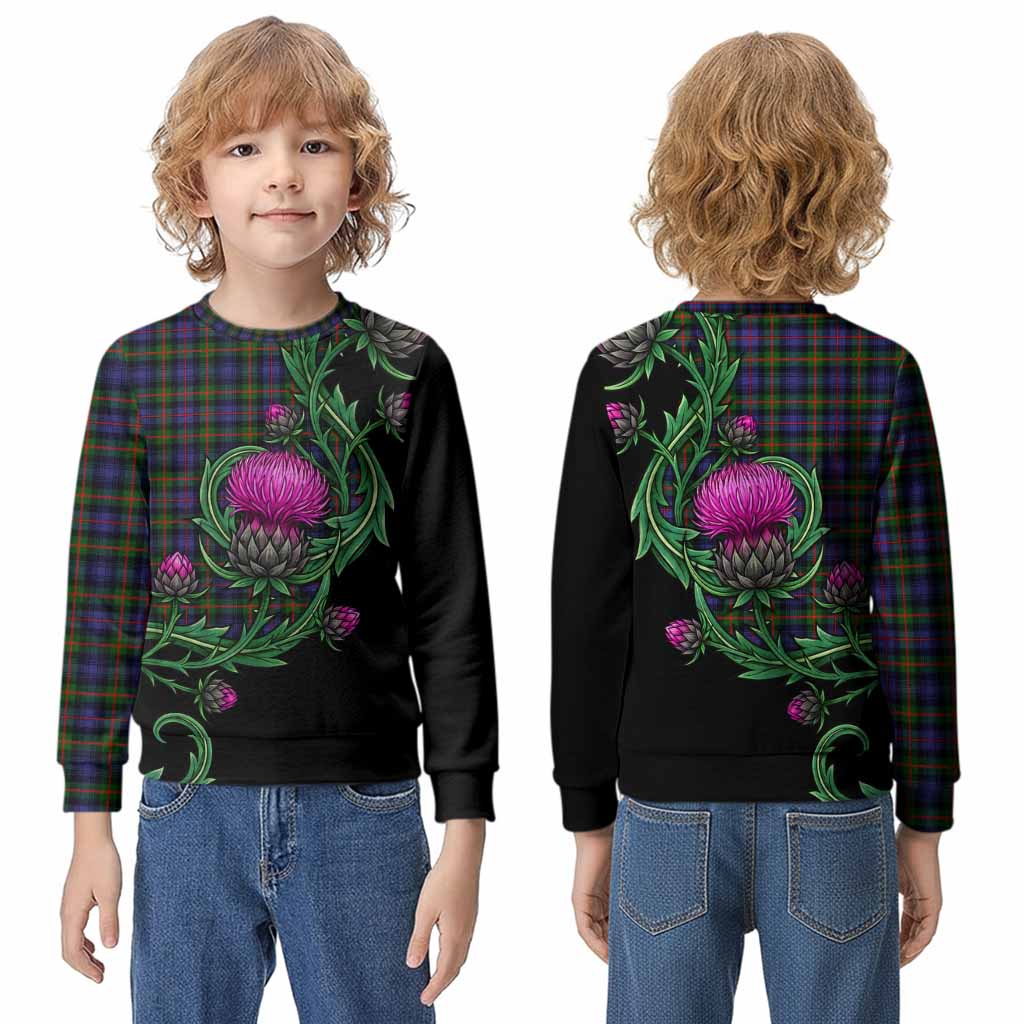 Fleming Tartan Kid Knitted Sweatshirt Resilient Scottish Thistle - Tartan Vibes Clothing