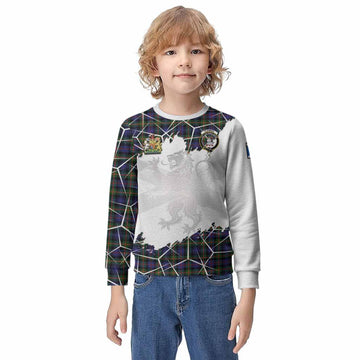 Fleming Tartan Kid Knitted Sweatshirt with Family Crest and Lion Rampant Grunge Style