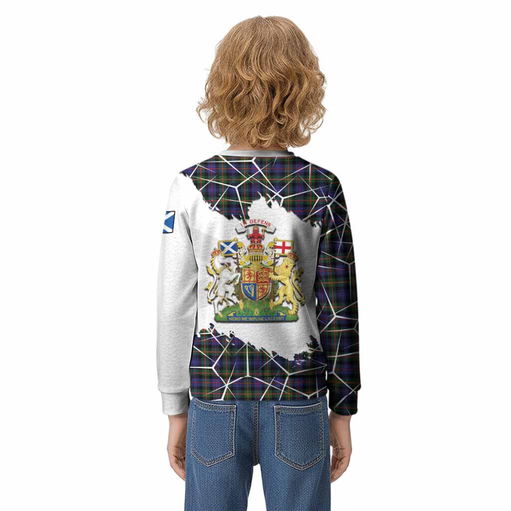 Fleming Tartan Kid Knitted Sweatshirt with Family Crest and Lion Rampant Grunge Style