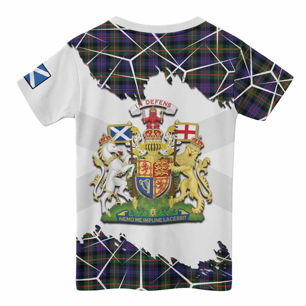 Fleming Tartan Kid T-shirt with Family Crest and Lion Rampant Grunge Style