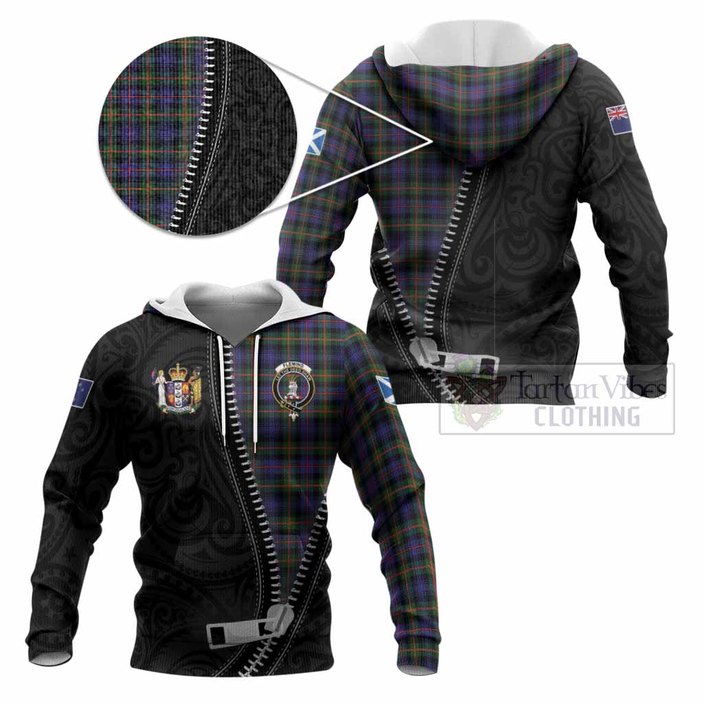 Fleming Tartan Knitted Hoodie New Zealand Pattern Unique Zipper Stylized