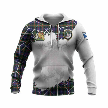 Fleming Tartan Knitted Hoodie with Family Crest and Lion Rampant Grunge Style