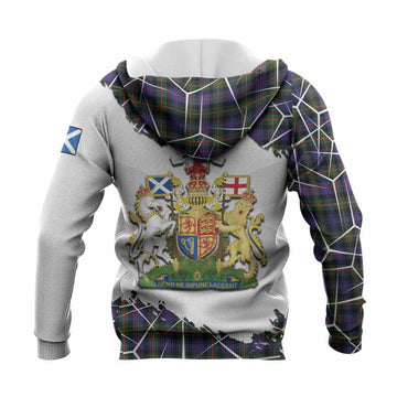 Fleming Tartan Knitted Hoodie with Family Crest and Lion Rampant Grunge Style
